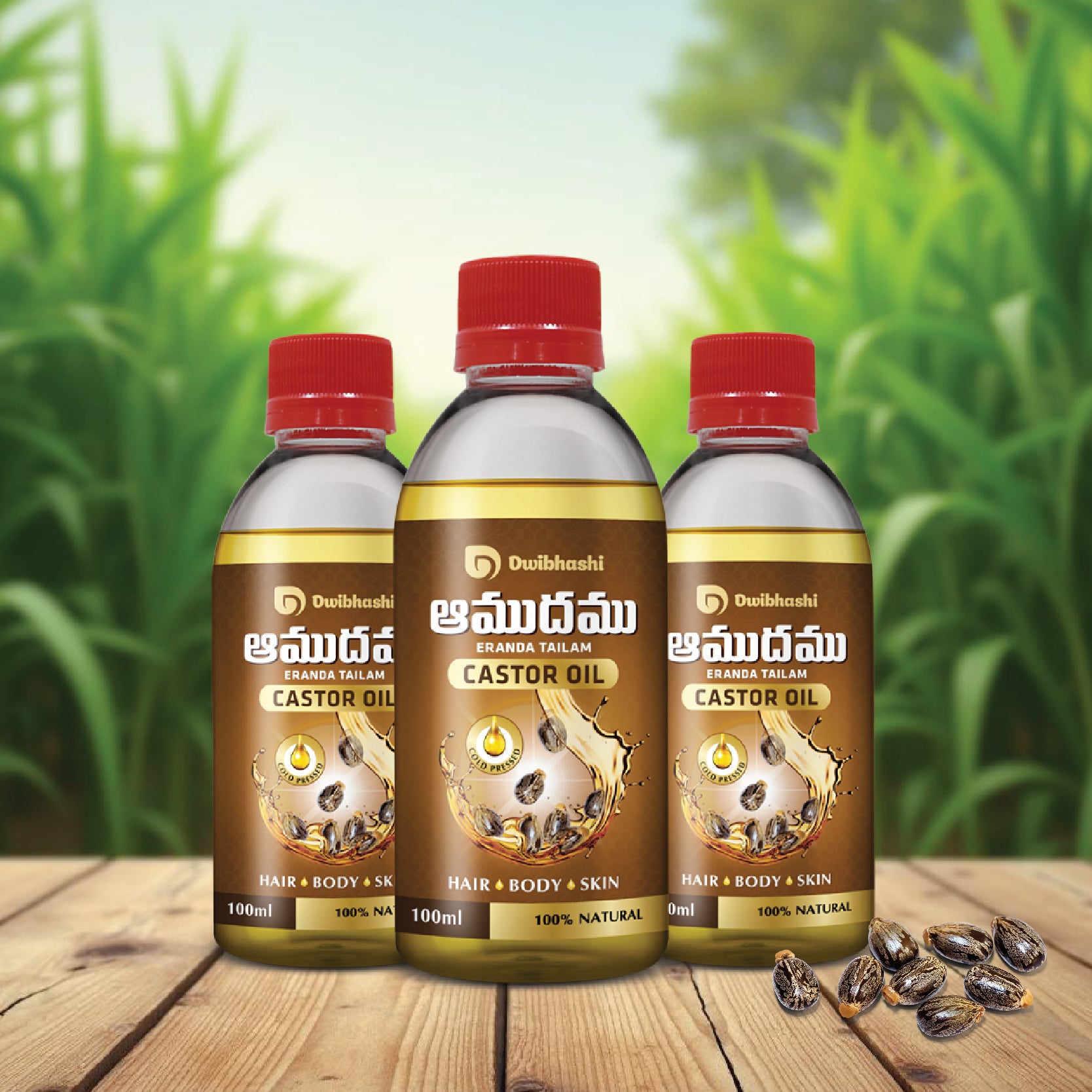 Castor Oil | Supports Hair Growth, Glowing Skin & Strong Nails | 300ml (Pack of 3)