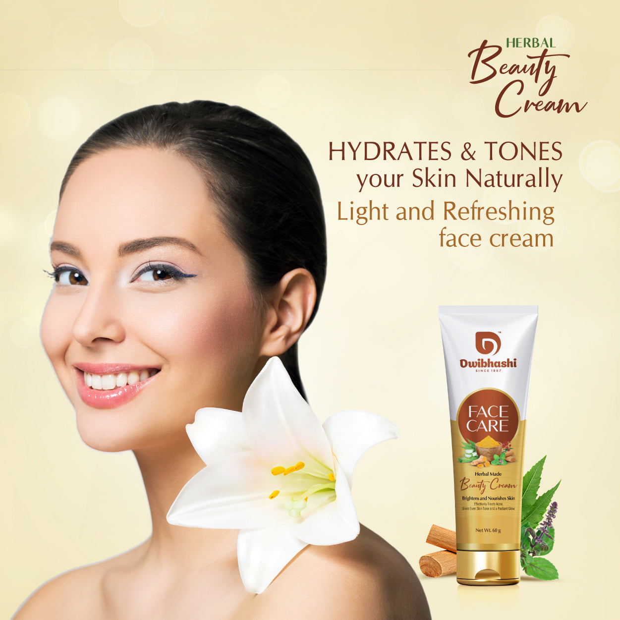 Herbal Face Care Cream | Brightens and Nourishes Skin | 30g