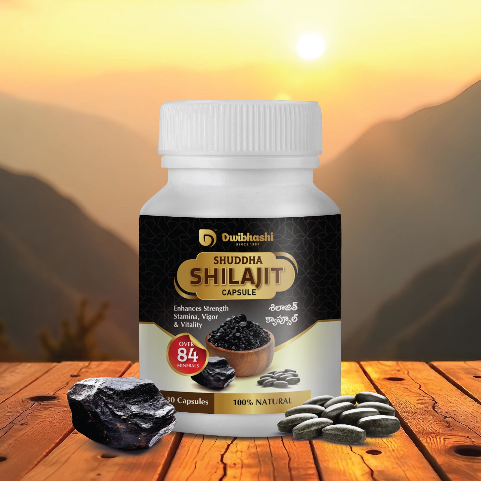 Suddha Shilajith Capsules | Improve Overall Wellness | 500mg