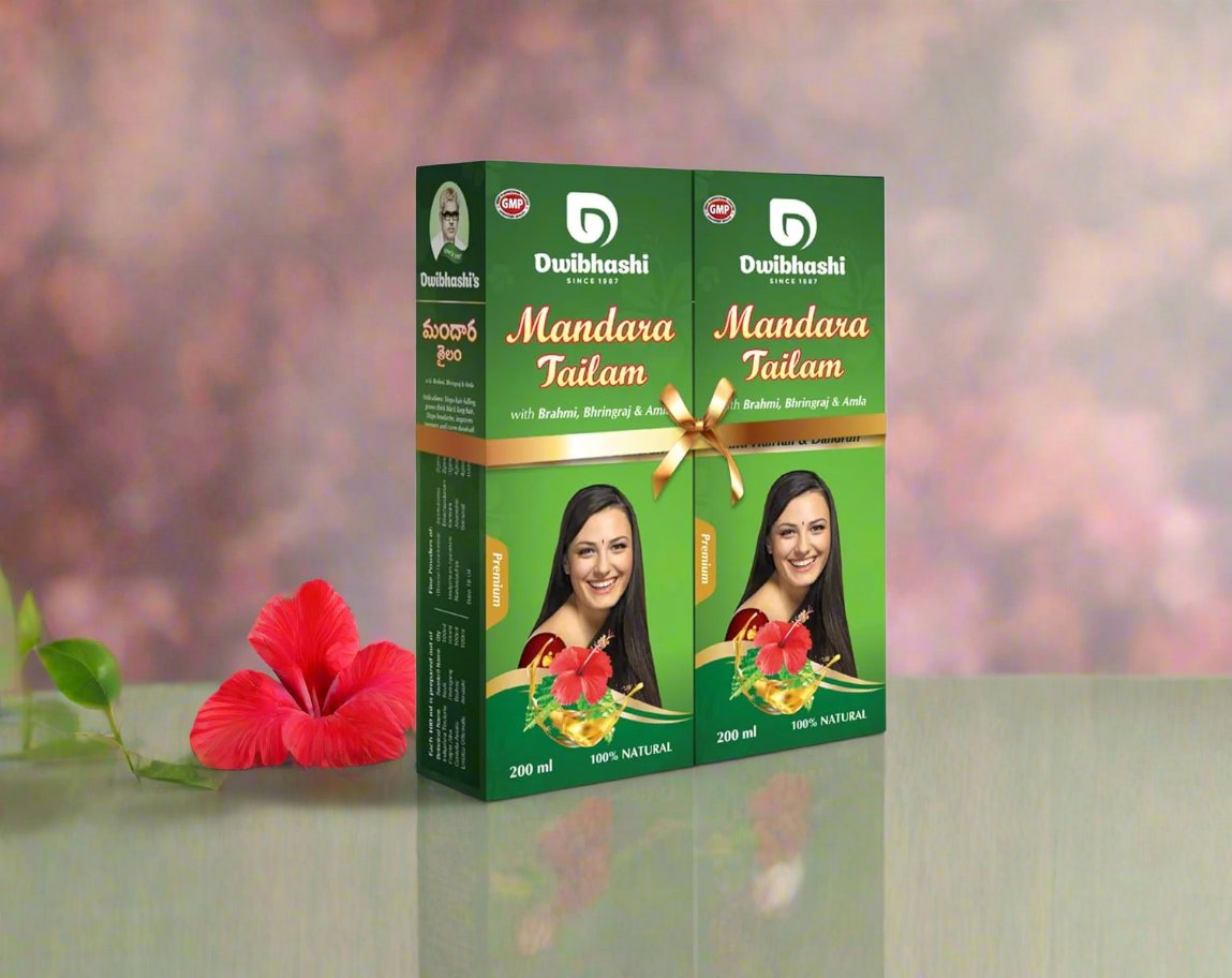 Mandara Tailam | Improves Hair Growth, Anti-Hairfall, Cures Dandruff | Hibiscus Oil | 400ml (Pack of 2)
