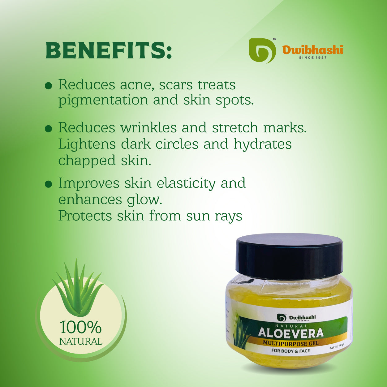 Aloevera Gel | Natural Cleanser | Multipurpose Gel | 100g
