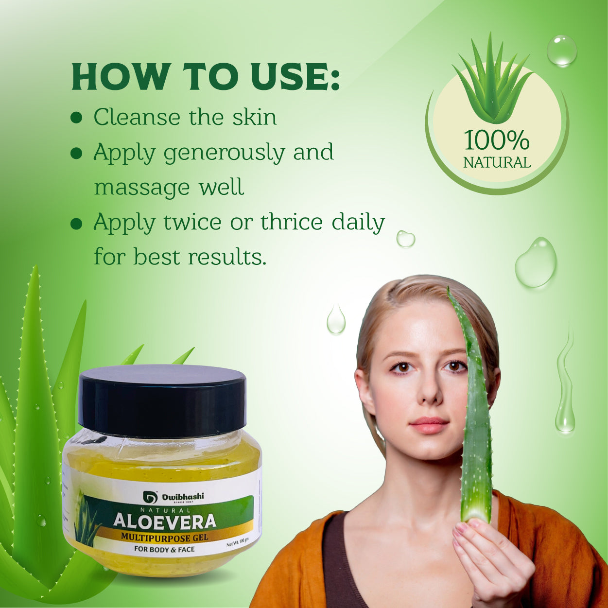 Aloevera Gel | Natural Cleanser | Multipurpose Gel | 100g