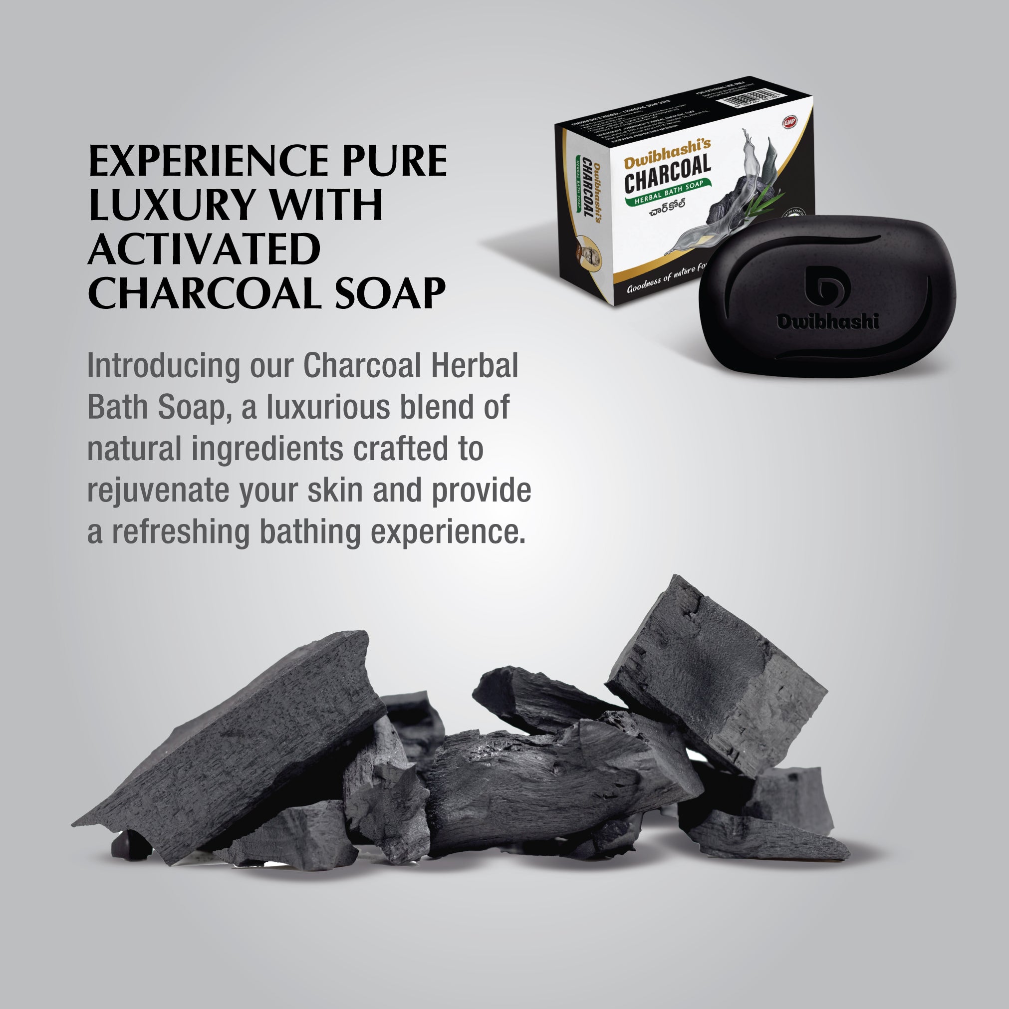 Charcoal Herbal Bath Soap | Deeply cleanses and detoxifies | 100g