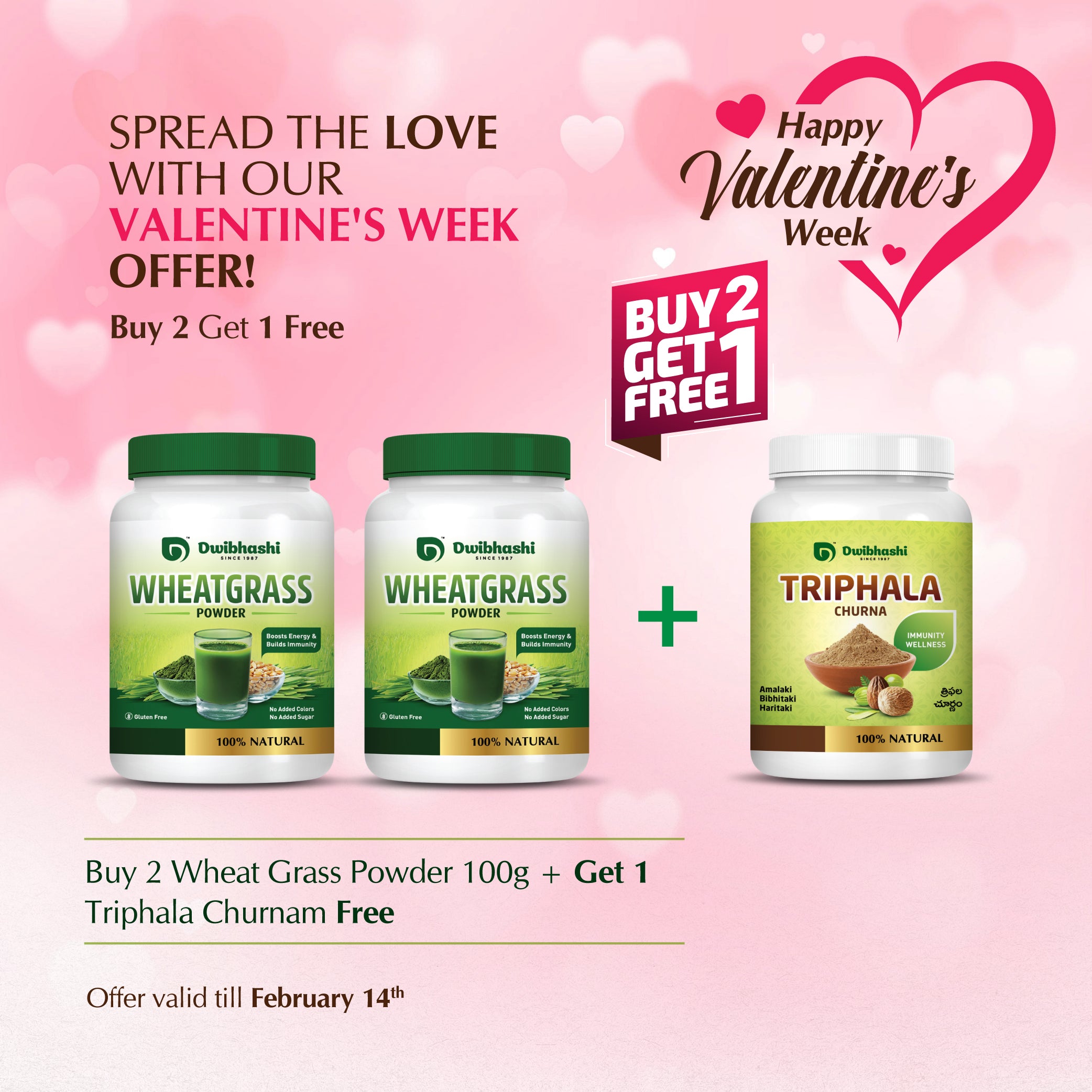 Buy 2 Wheat Grass Powder + Get 1 Triphala Churnam Free