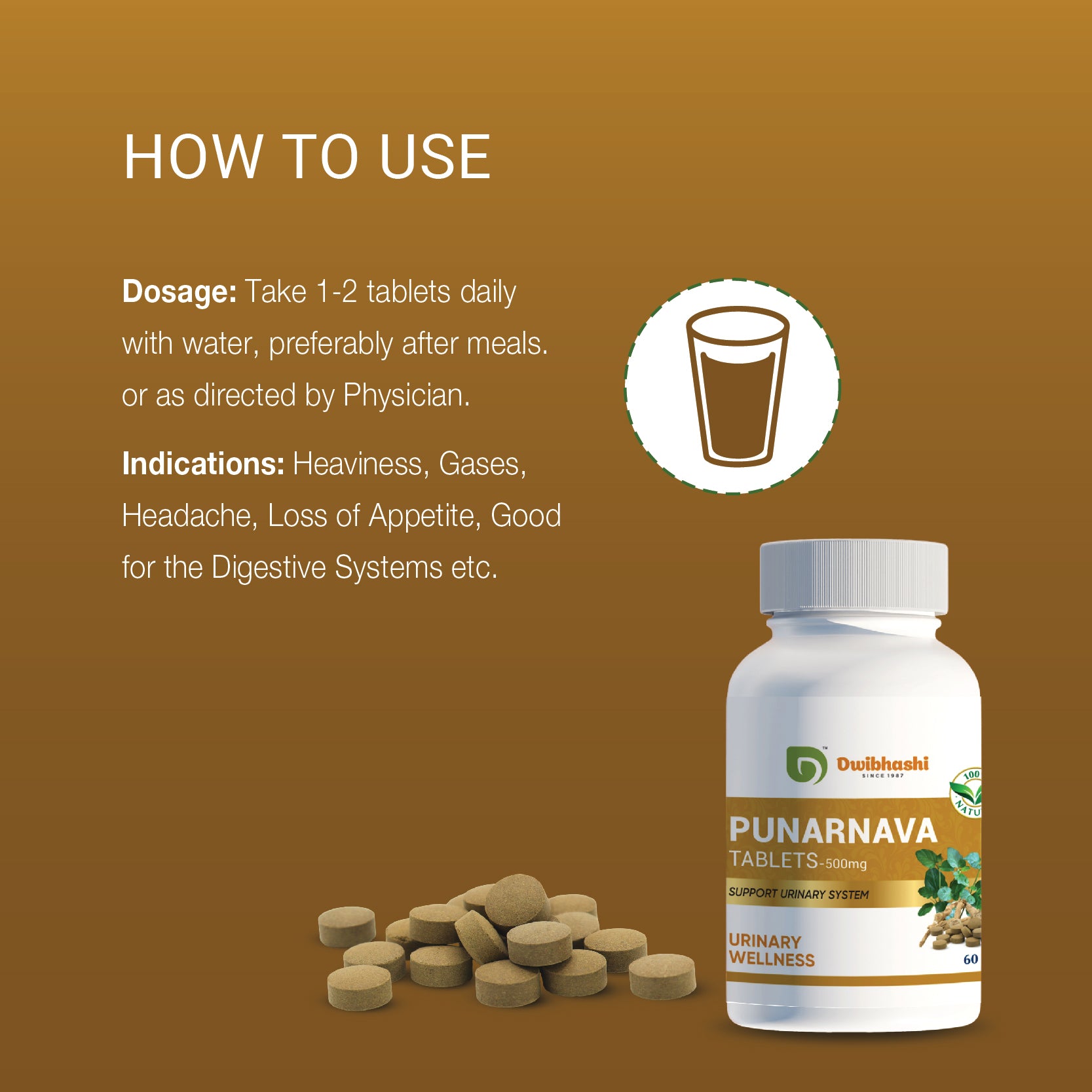 Punarnava Tablets | Reduce Inflammation | Support Kidney Health | 60 tabs