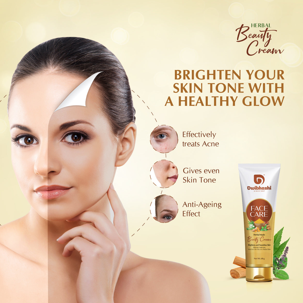 Herbal Face Care Cream | Brightens and Nourishes Skin | 30g