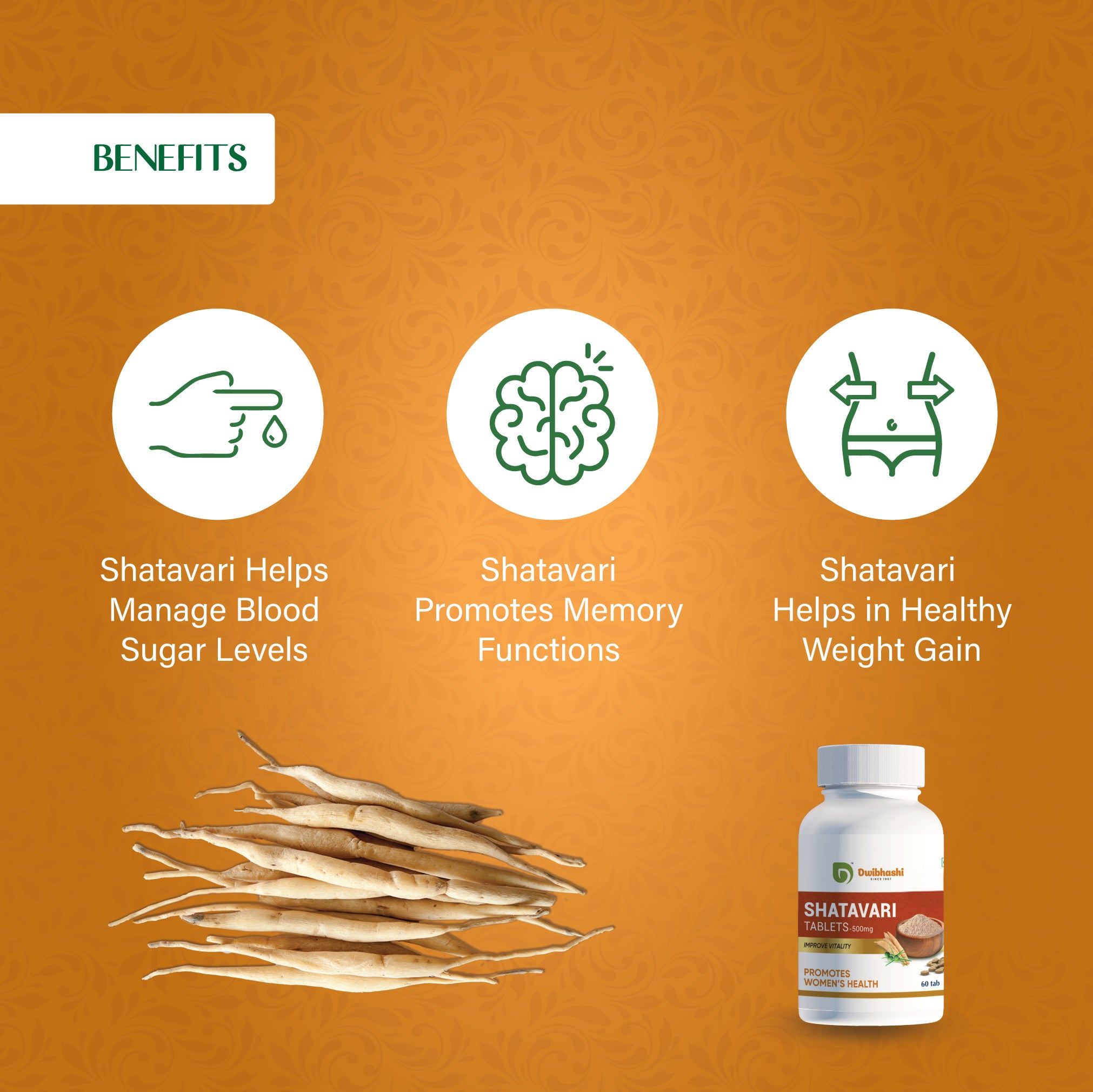 Shatavari Tablets | Balances Hormones | Supports Reproductive Health | 60 tabs