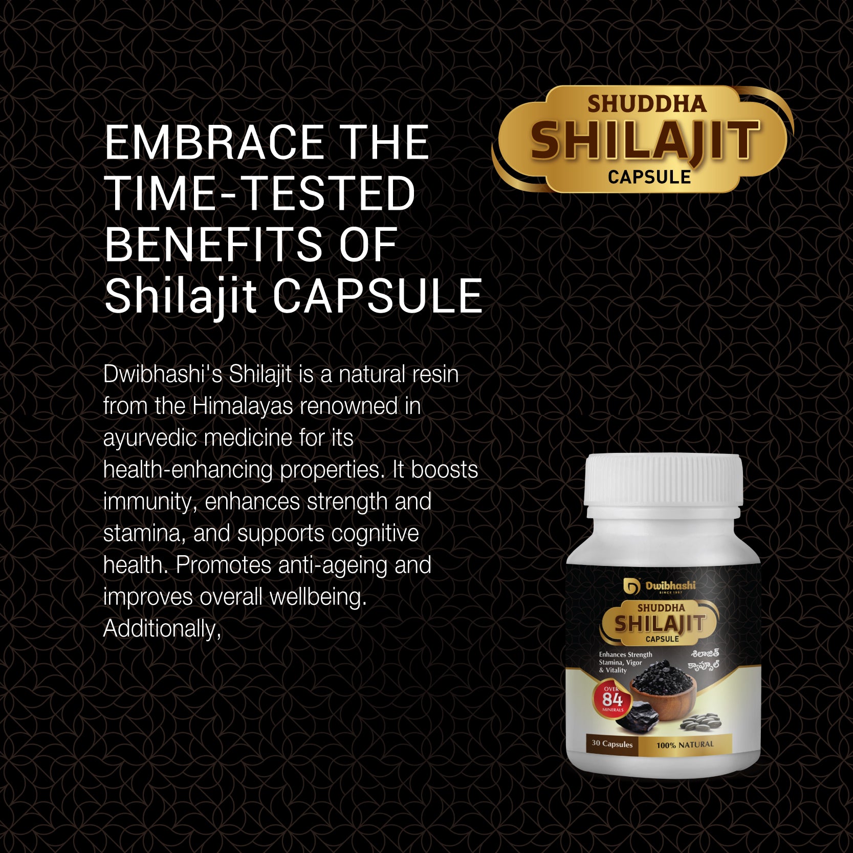 Suddha Shilajith Capsules |  Improve Overall Wellness | 500mg