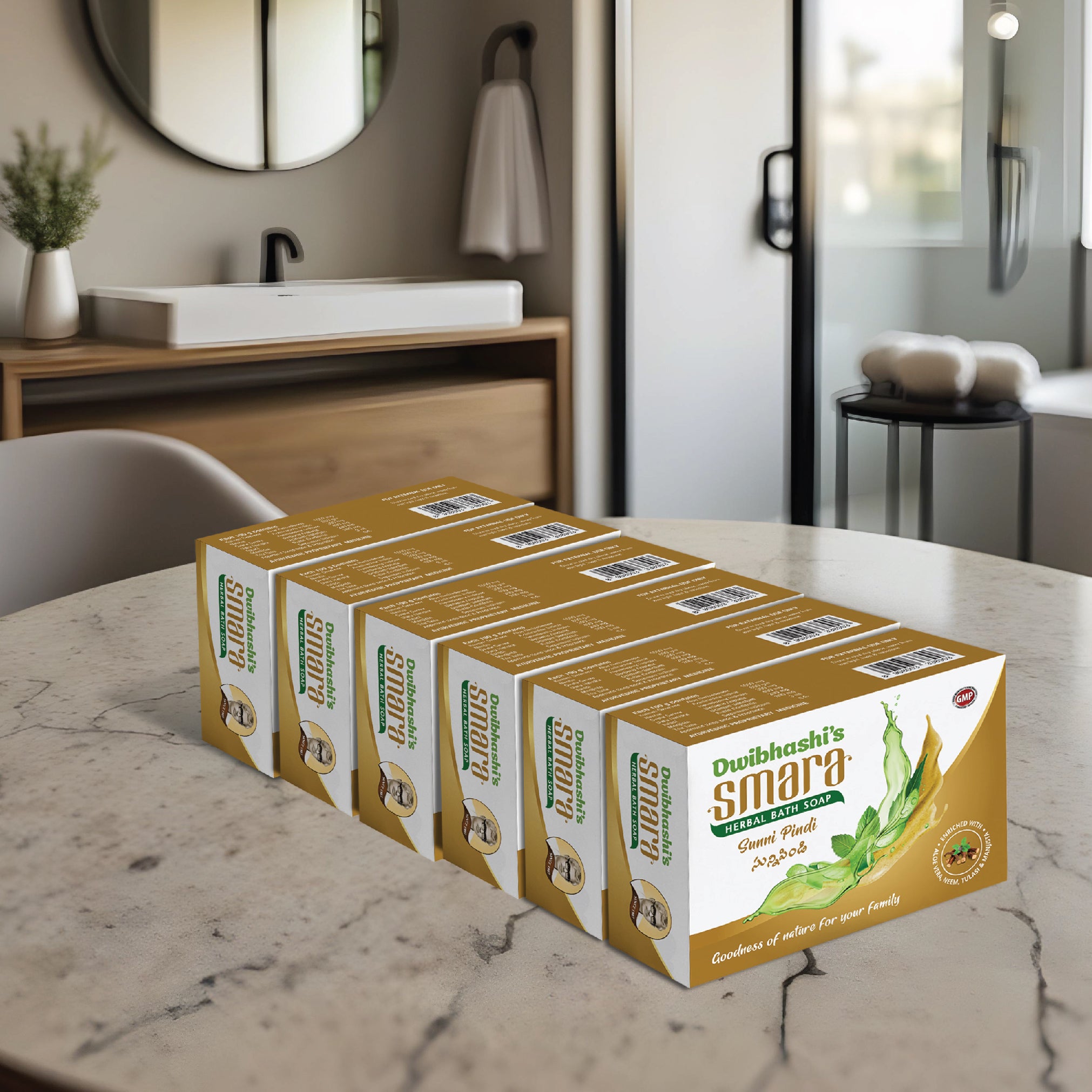 Smara Herbal Bath Soap (Sunni Pindi) | Helps the Skin to Cleanse | 600g (Pack of 6)