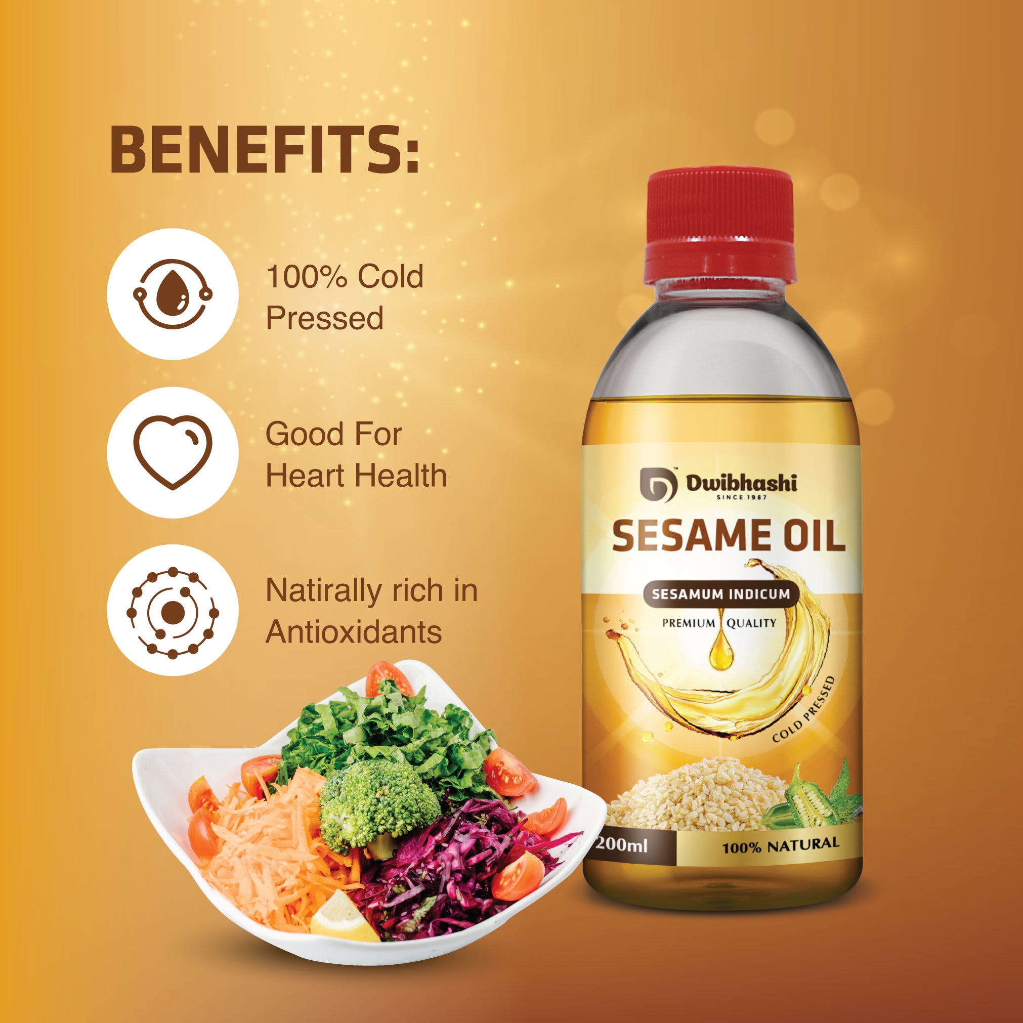 Sesame Oil (Tila Tailam) | Rich Source of Vitamin B,Controls Blood Pressure | 400ml (Pack of 4)