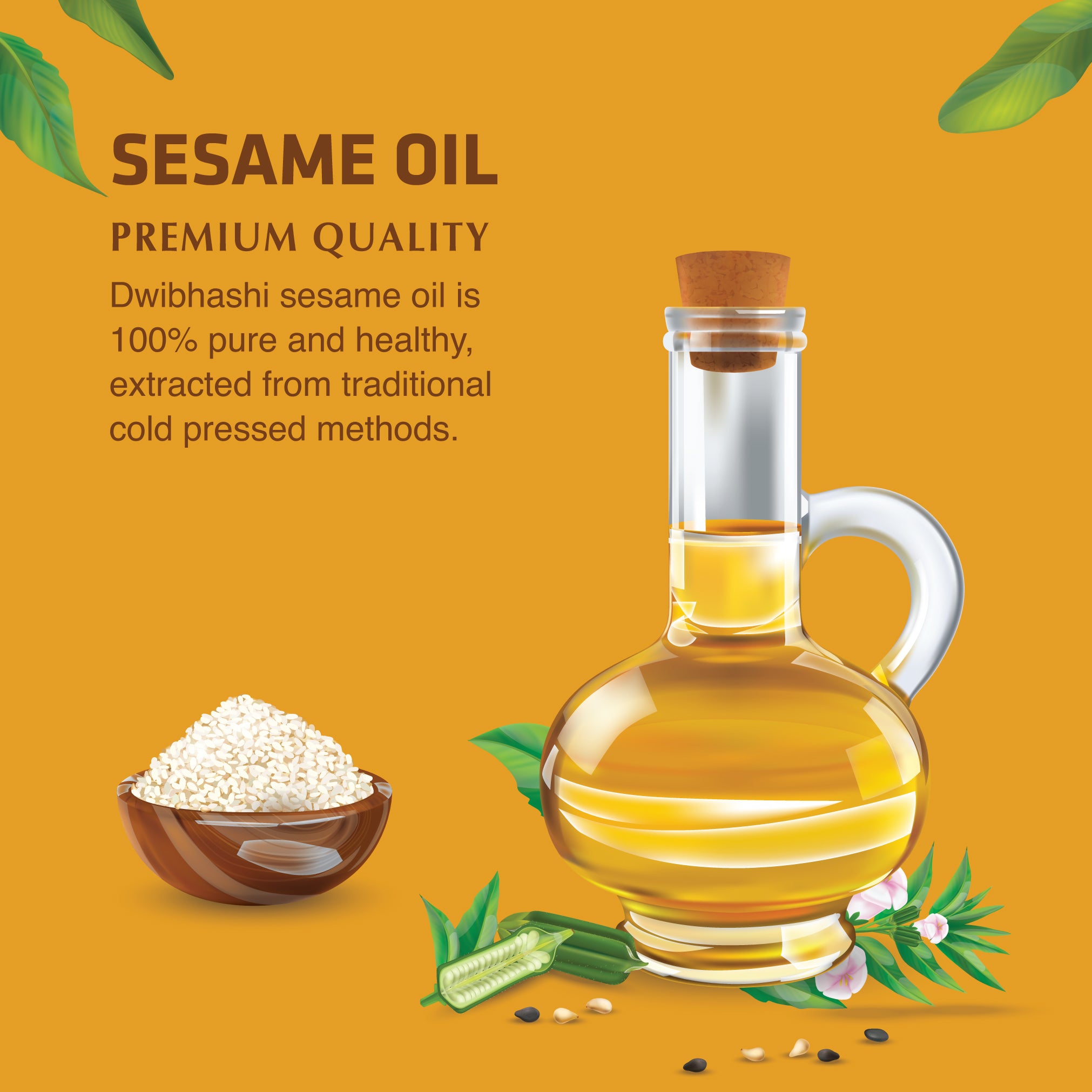 Sesame Oil (Tila Tailam) | Rich Source of Vitamin B,Controls Blood Pressure | 400ml (Pack of 4)
