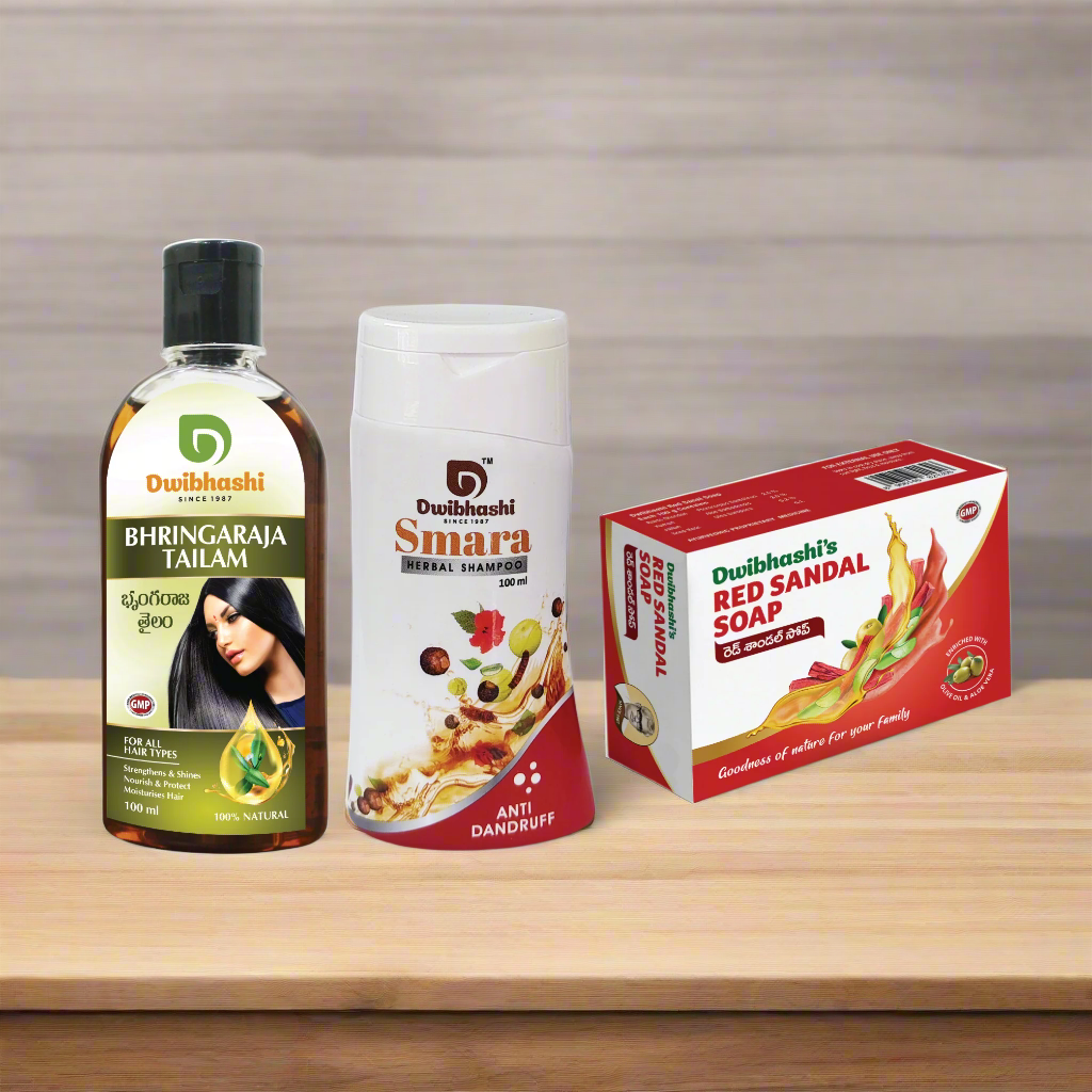 Bhringraja Tailam + Smara Shampoo + Red Sandal Soap