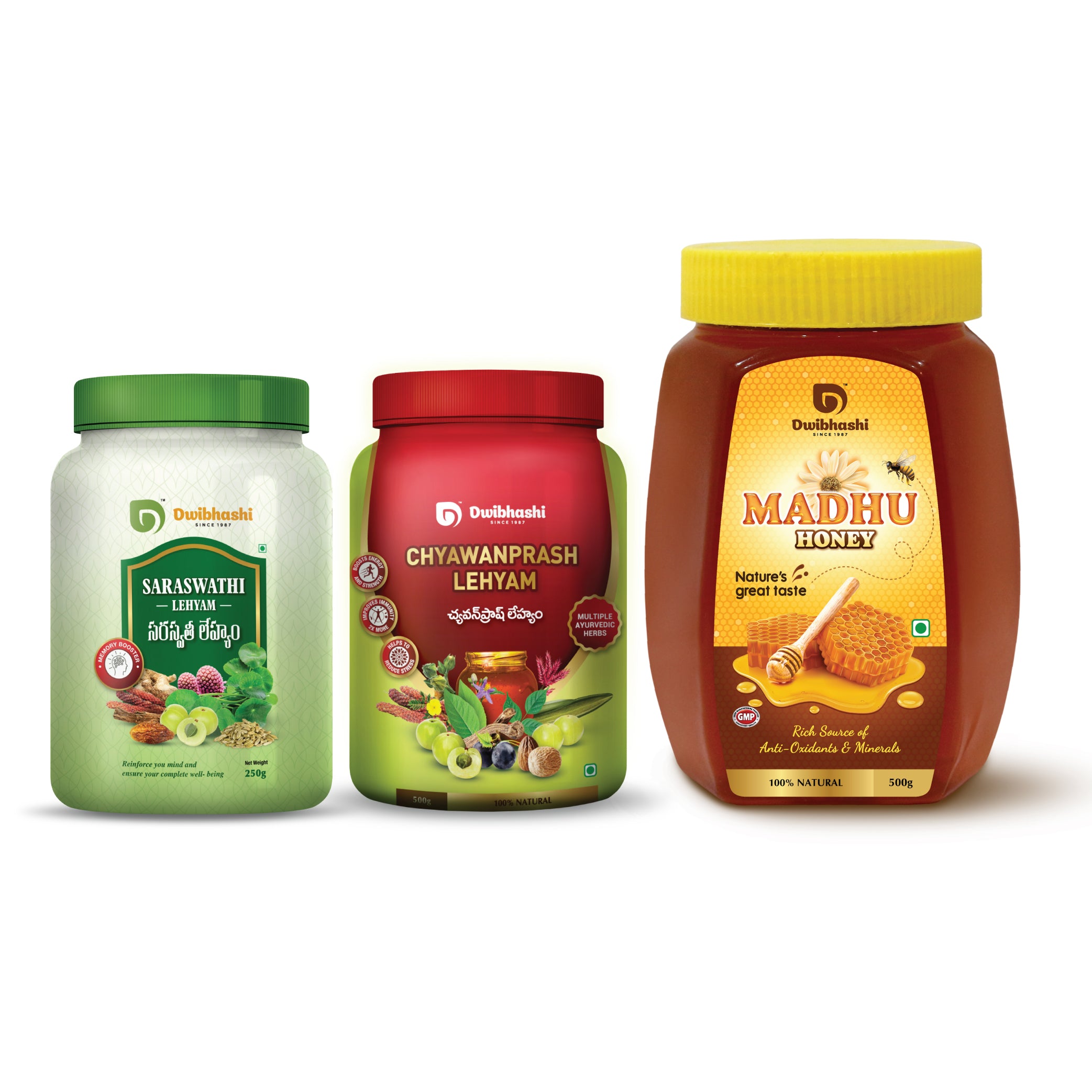 Saraswathi Lehyam + Chyawanprash Lehyam + Madhu Honey