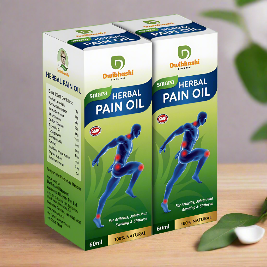 Smara Herbal Pain Oil | Ayurvedic Oil for Joint Pain, Muscle Pain | 120ml (Pack of 2)