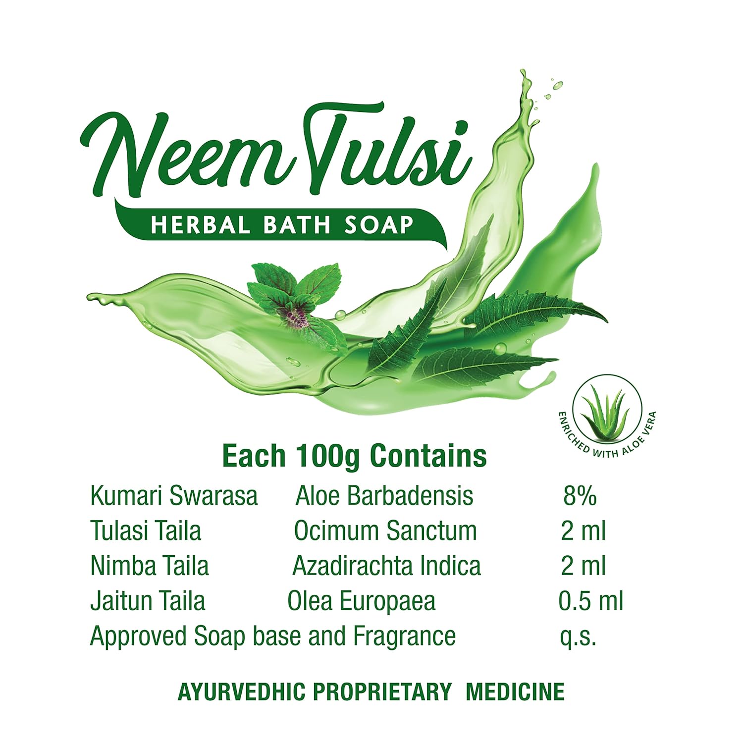 Neem Tulsi Soap | Clearing Up Skin Irritations,Soft And Gentle | 600g (Pack of 6)